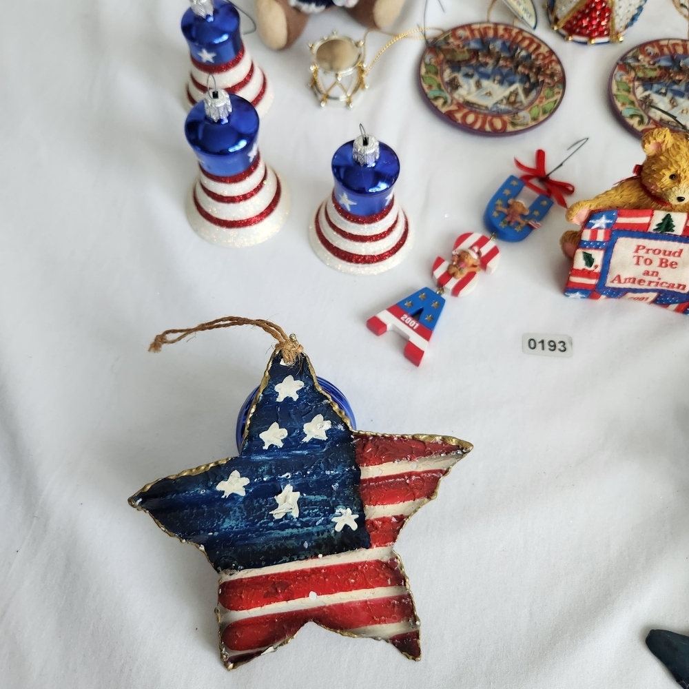 Ornaments Lot Of 17 Red White & Blue Blown Glass Vintage,Jim Shore,Kurt S Adler - Picture 8 of 16